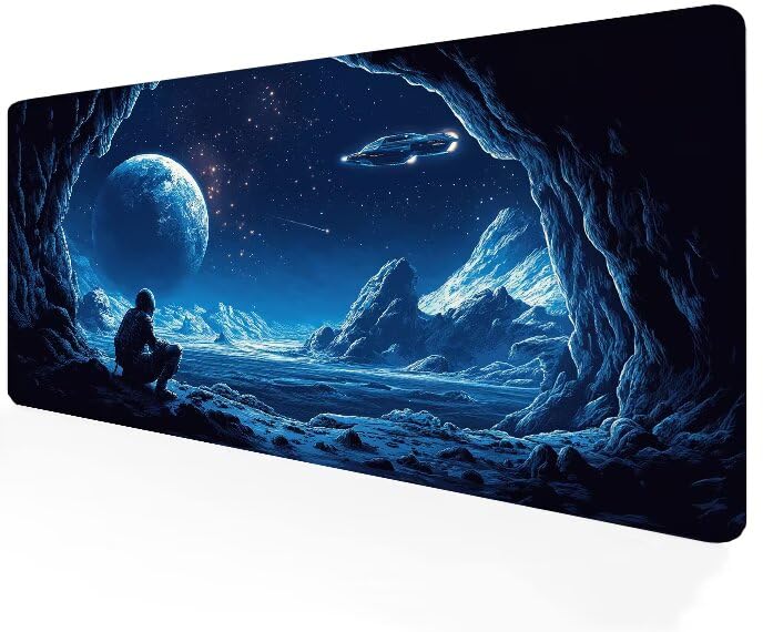 Tapis de souris XXL grand format design Lune, l'idée cadeau idéale pour un bureau de gamer