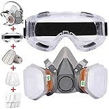 Half-Facepiece Reusable Respirator with Filters-GAS Respirator with Goggle Professional Painting...