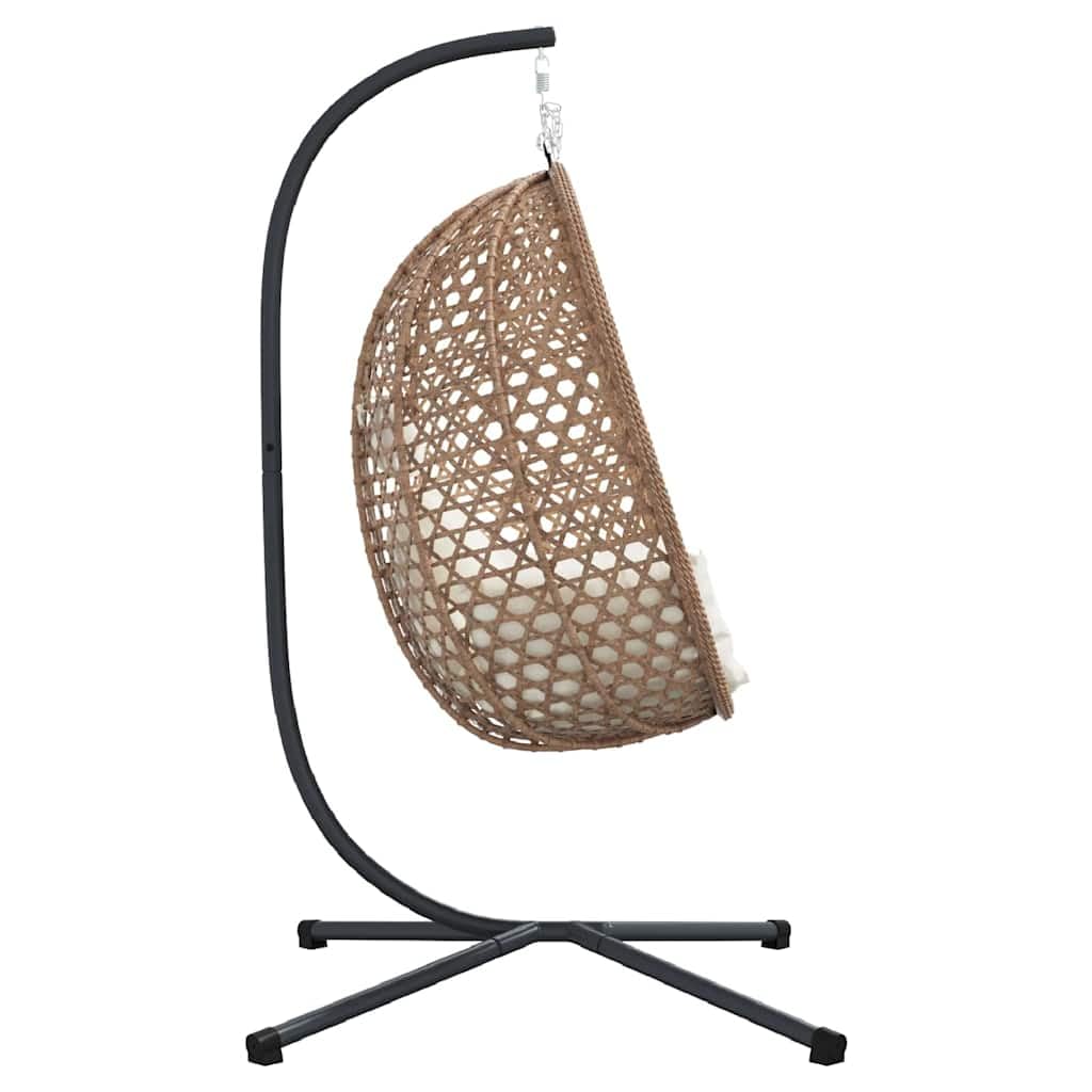 Fauteuil suspendu avec support, crème clair, chaise suspendue pliable en polyrotin, fauteuil flottant ergonomique pour jardin, terrasse et salon, 104 x 100 x 191 cm