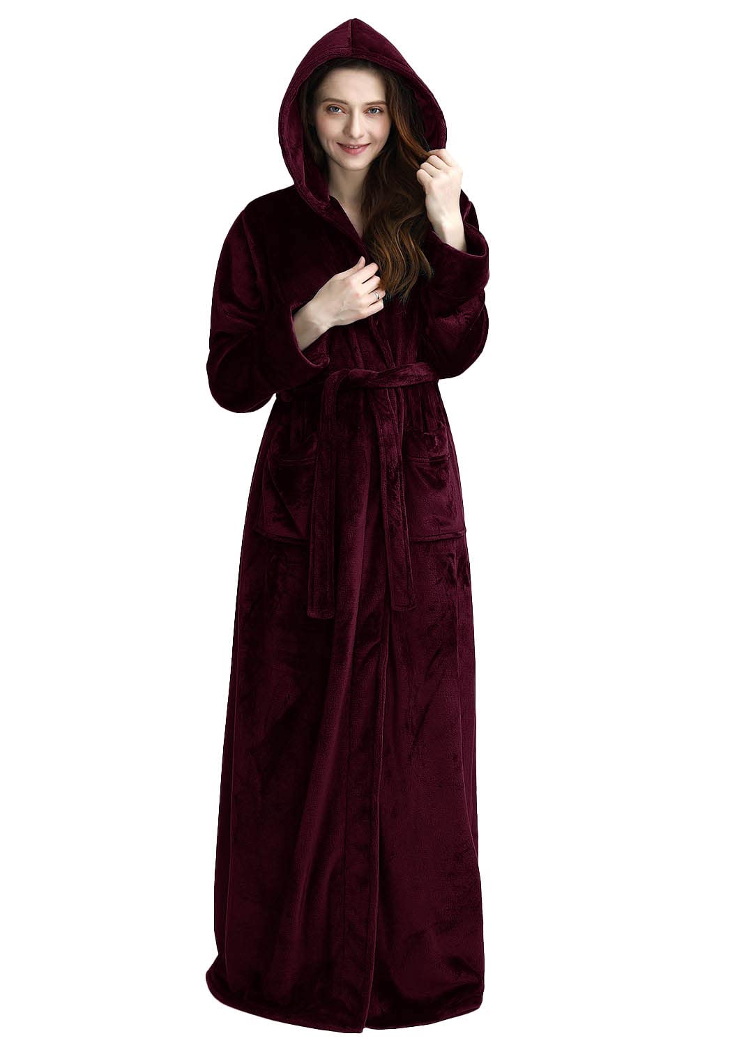 Artfasion Robes for Women with Hood Long Soft Warm Full Length Bathrobes Luxurious Plush Fleece Winter Gifts