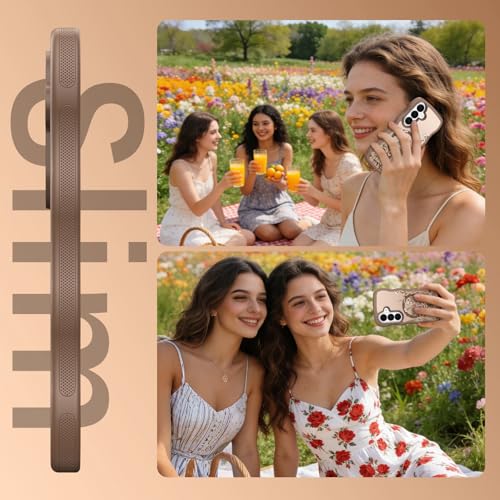 GUAGUA for Samsung Galaxy S26 Case, Magnetic Cases Cute Flower Pattern Wavy Edge Full Camera Protection Anti-Slip Bumper Women Girls Boys Slim Protective Phone Case for Samsung Galaxy S26 6.3'', Brown by GUAGUA - Used condition - Image 6