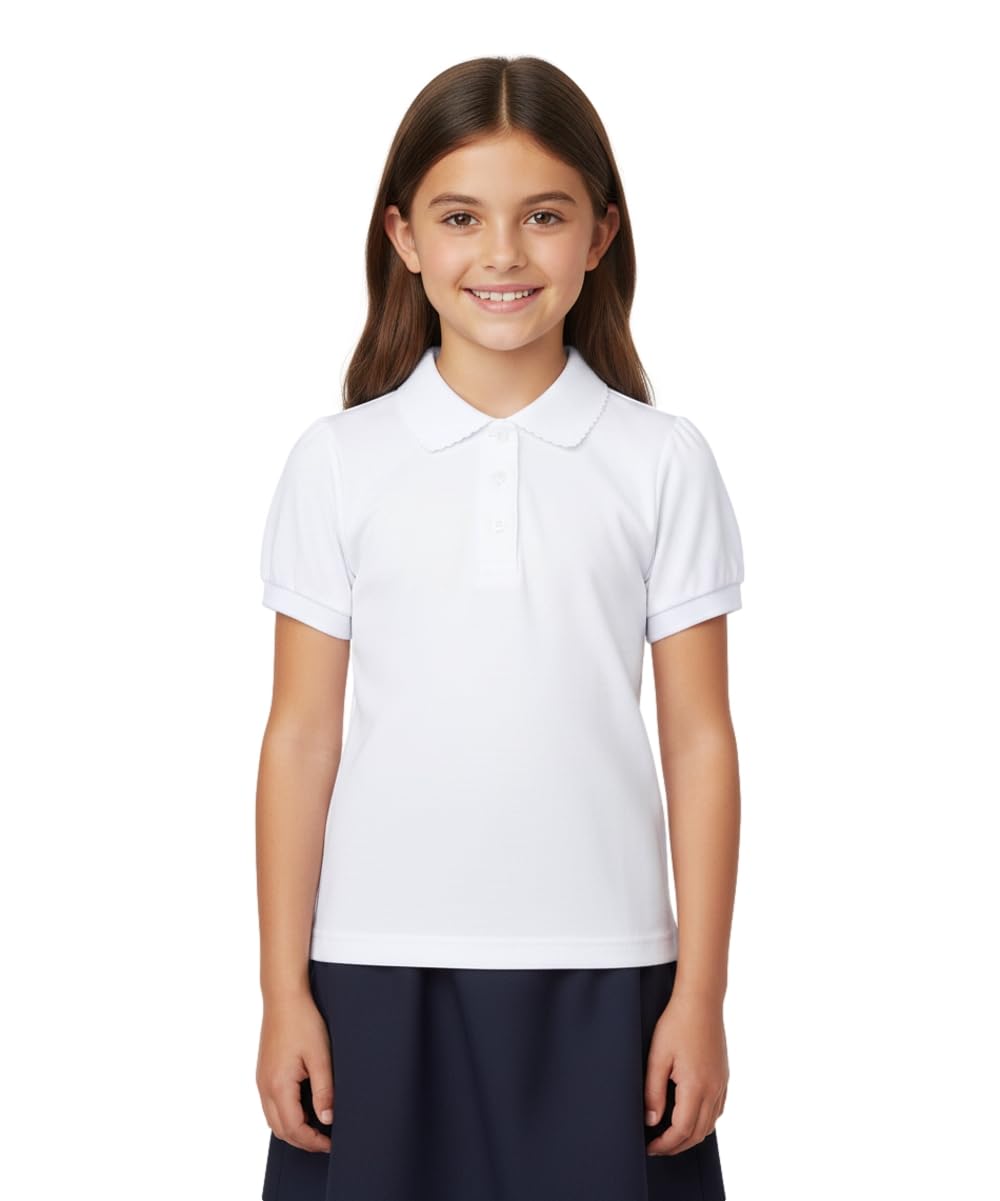 unik Girl's Uniform Polo Shirt Short Sleeve White Navy Sky Blue Red Green Pink
