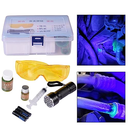 GLANSI Oil Leak Detection Kit, AC Leak Detector Kit, UV Dye Leak Detector Tool, Engine Oil Leak Detecting Tools for Automobiles, Households, Cold Storage, Refrigerator and Central Air Conditioner