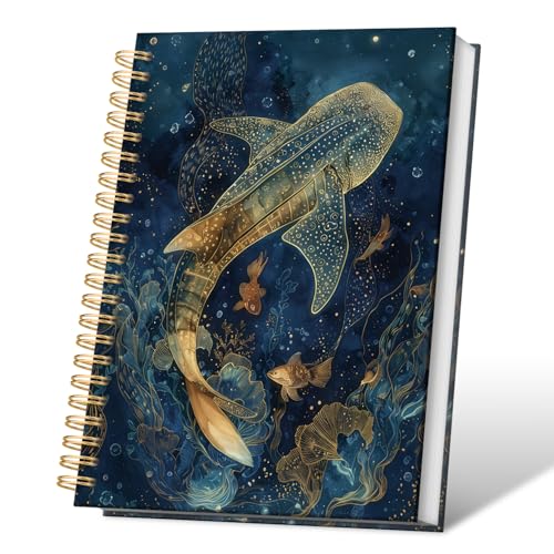 VONTP Whale Shark Notebook Journal, Marine Life Notebook Journal Gifts for Women, Whale Shark Gifts for Ocean Lovers, Ardcover Spiral Notebook, 5.5x8.3 Inch
