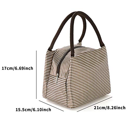 Lunch Bags,Waterproof Foldable Lunch Bag For Women,Use For Fruit,Snacks,Milk,Tissue Paper,Keys,Cards，Coffee Stripes #TOP1