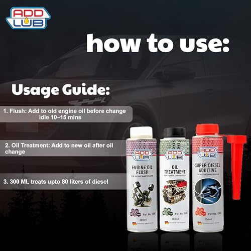 Image of ADD LUB Diesel Additive and Oil Treatment and Engine Flush for Cars & Motorbike 300ML Each
