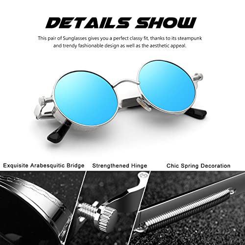 Image of CGID Retro Steampunk Round Polarized Sunglasses Men Womens Metal Circle Frame UV400 Protection E72