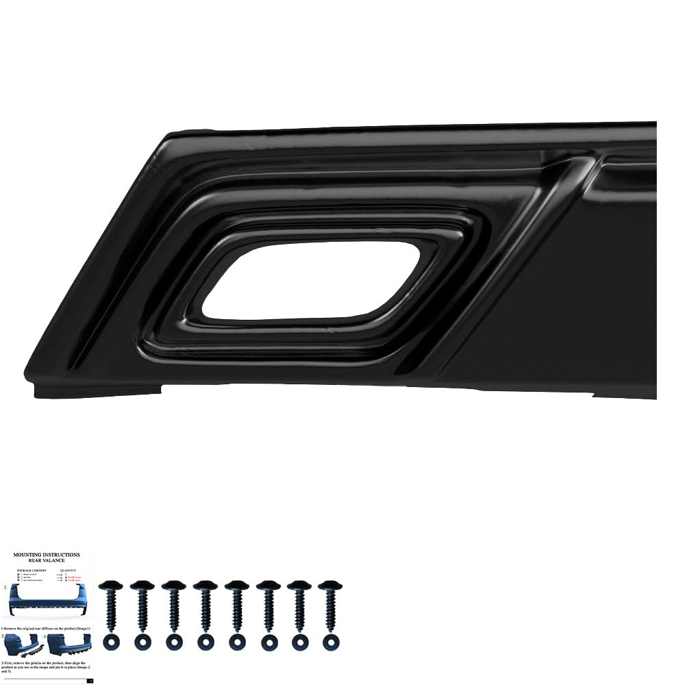 Oneway Jupe de pare-chocs arrière (Diffuseur) compatible avec Seat Ibiza (6F) 2017- incl. FR - Noir brillant, 126x34x16