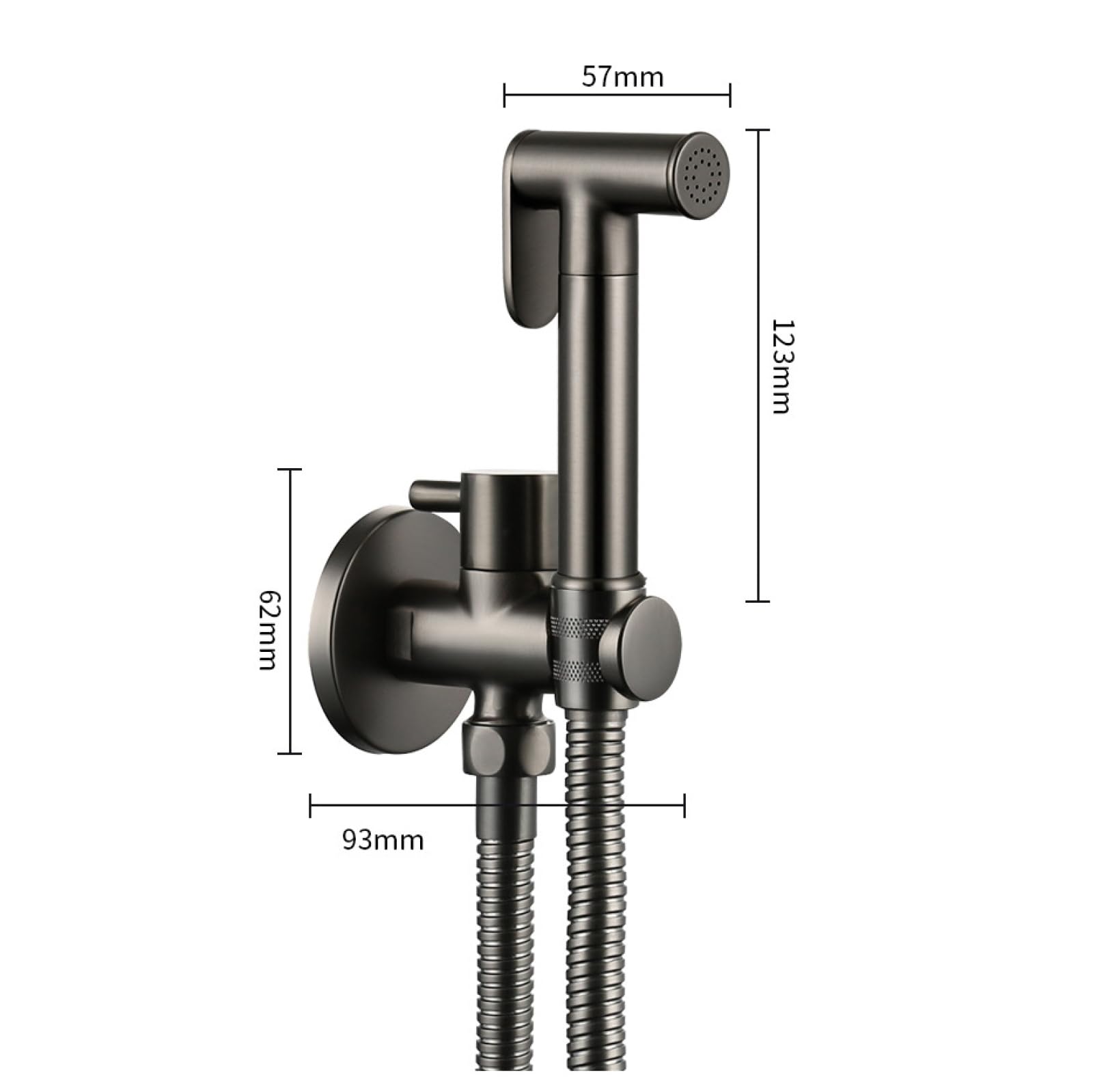 Bidet Portatile per WC Rubinetto Bidet In Ottone Montaggio A Parete Idroscopino per WC Maniglia Singola Montaggio A Foro Singolo,Nichel Spazzolato