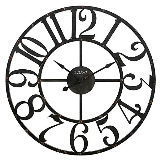 Bulova C4821 Oversize Gabriel Wall Clock, Rustic Brown