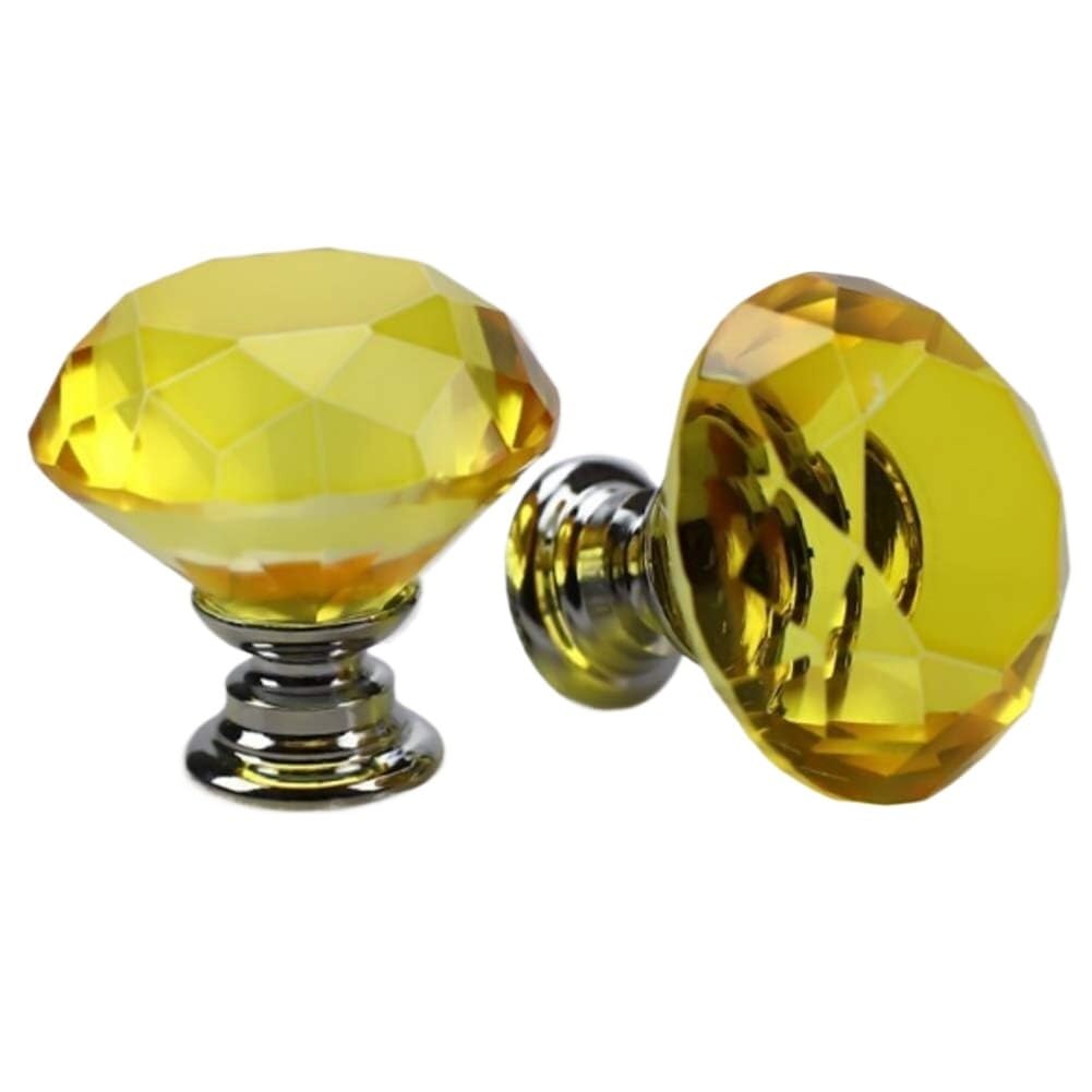 10 szt. 30 mm, kryształowe uchwyty do szuflad w kształcie diamentu, gałki do komody, stop cynku ze śrubami(Yellow)
