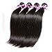 Perstar 8A Grade Brazilian Virgin Hair Straight Remy Hair 4 Bundles Remy Human Hair Weaves Natural Black (22 24 26 28, Natural Color)