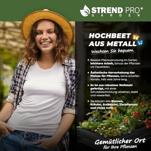 STREND PRO Hochbeet Metall 120x90x30cm | Niedrig Kleines Hochbeete für Garten Blech | Garten Beet aus verzinktem Stahl für Gemüse, Kräuter & Tomatenpflanzen | Stahl Pflanzkasten, Kräuterbeet
