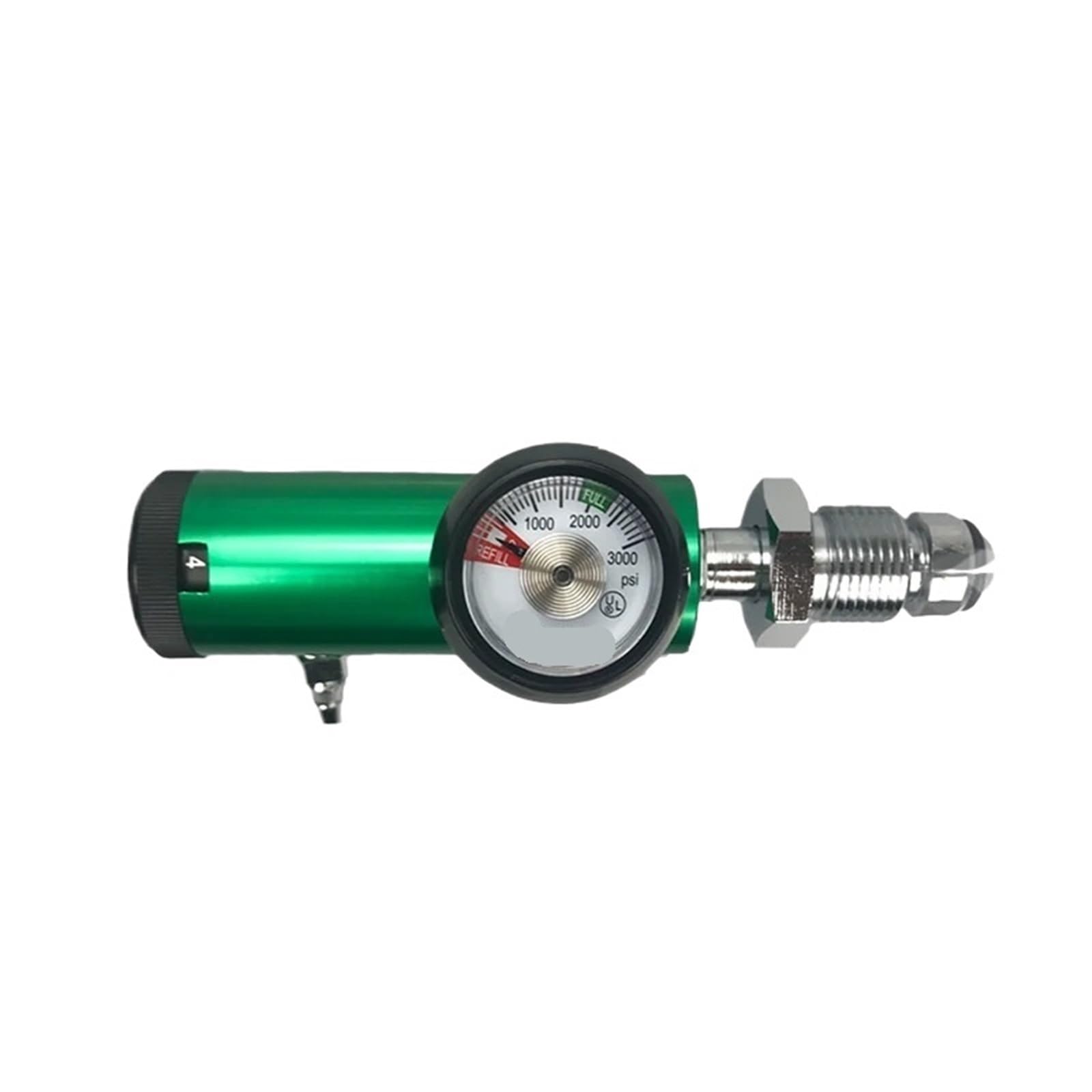Regulator przepływu tlenu z zaokrągloną końcówką z manometrem dla butli z tlenem i generatorem od 0 do 15 l/min (DISS Fitting)