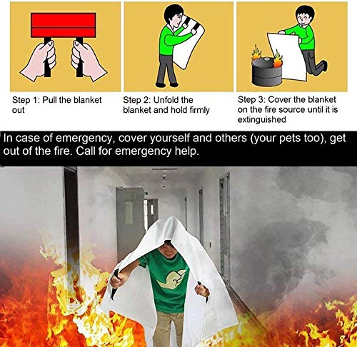 5 Pack 39.9X39.3 Fire Blanket Fire Suppression Blanket | Fiberglass Fire Blankets Emergency For People Flame Retardant Fireproof Survival Safety Kitchen, Fireplace, Car, Office, Warehouse #TOP5
