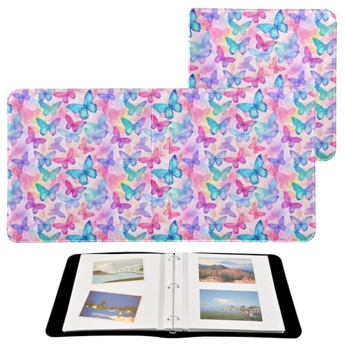 Álbum de fotos grande JIPONI con mariposas acuarela, álbumes de scrapbooking con cubierta de cuero DIY para fotos de 4x6, 5x7 y 6x8 pulgadas, libro de recuerdos autoadhesivo para bodas, bebés y familia miniatura 2