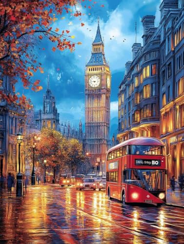 5D London Street View Diamond Art 12x16 Inch Full Drill Diamond Painting Kits for Adults & Beginners - DIY Art Crafts for Relaxation and Home Wall Decor 1