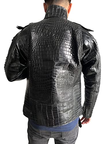 Genuine Alligator Crocodile Premium Leather Skin Jacket For Men
