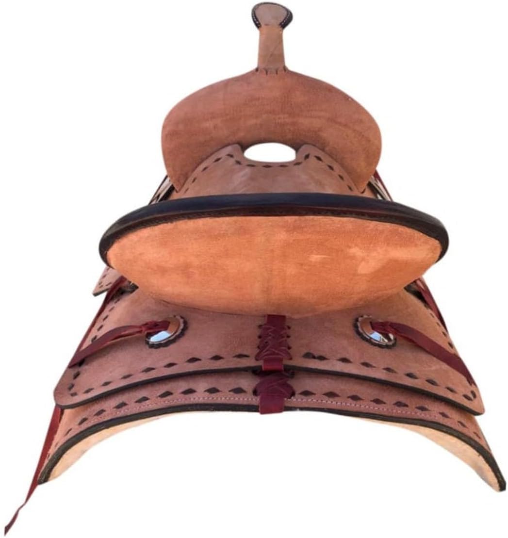Western Horse Saddle Wade Tree A Fork Ranch Roping Work Handmade Tooled Carved Premium Leather Equestrian Trail Horse Saddle for Horse Riding Size: 10-18 inches Seat, OS60