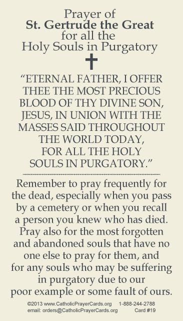 St. Gertrude Prayer Card (10-pack) with a Free Bonus Card of "Divine Mercy" and one of the "Footprints" story - Image 2