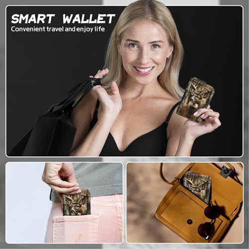 Image of Cute Credit Card Holder with Zipper, Camo Deer Tree RFID-Blocking Card Case Small Wallet for Women Men, Multi-slot Card Organizer Case Travel Accordion Wallet