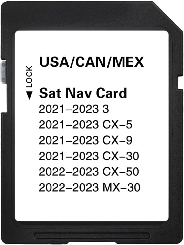 Premium Latest Navigation SD Card, Seamless Map Update for CX-5(2021-23), CX-30(2021-23), 3 Hatch/Sedan(2021-23), CX-9(2021-23), CX-50(2022-23), MX-30(2022-23), USA/CAN/MEX, VIN Check Required