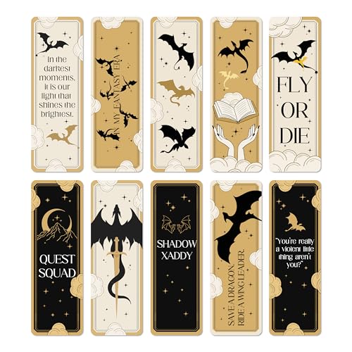 TwoDays 10Pcs Dragon Wing Inspired Bookmarks for Book Lovers Fantasy Bookmark Romantasy Romance Merch Bookish Gifts Book Accessories for Reading Women