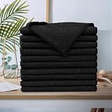 Paquete de 10 paños de limpieza de microfibra, 9.84 x 9.84 pulgadas, reutilizables y lavables, toallas de limpieza para cocina, autos, color negro