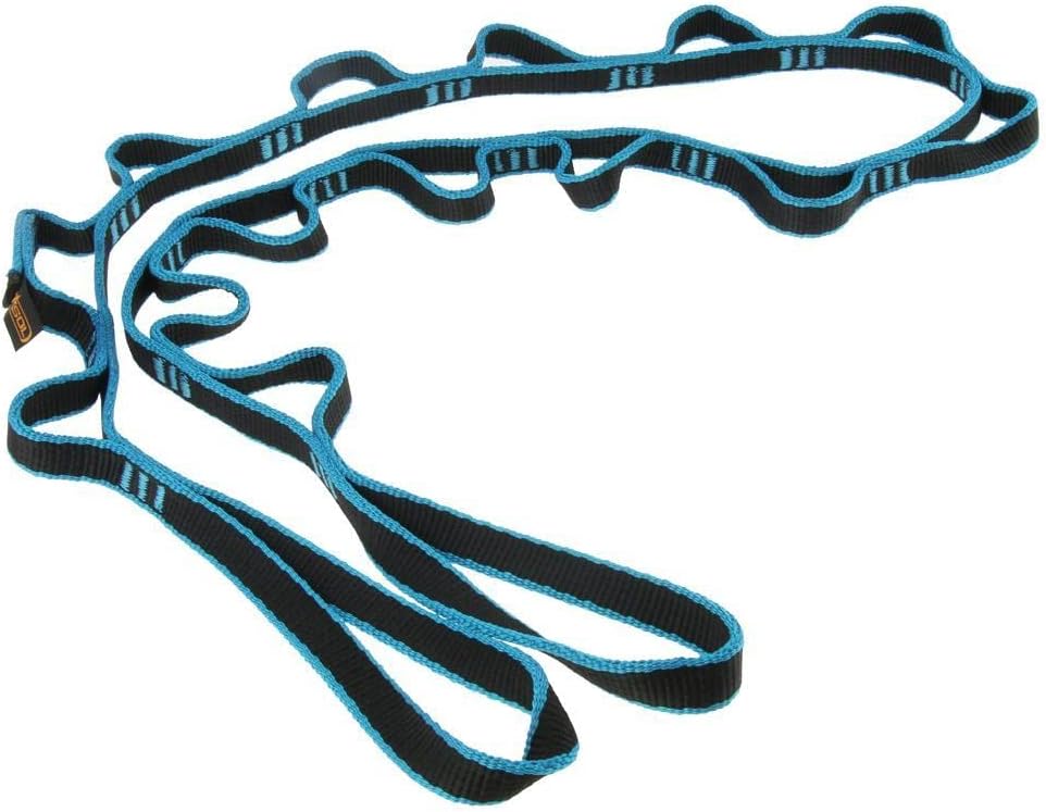 16mm Nylon Daisy Chain Yoga Extend Webbing Strap Rock Climbing Sling 10 Loop - Adjustable, Multiuse - 22KN Max Load - for Yoga Swing Hammock, Rappelling, Mountaineering - - Blue 150cm