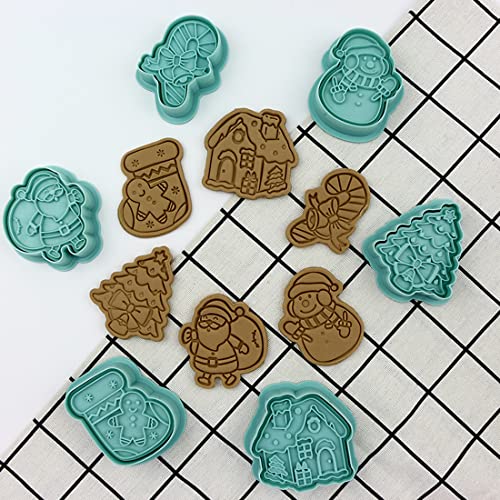 Christmas 3D Cookie Cutters With Plunger Stamps Set, 6 Pcs Cartoon Pressable Biscuit Cutters Shape For Treats Diy Baking Cookie Supplies #TOP2