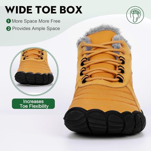 Image of Hike Footwear Barefoot Shoes Mens Womens, Winter Wide Toe Barefoot Hiking Shoes Boots, Non-Slip Waterproof Outdoor Running Boots Sneakers for Women Men