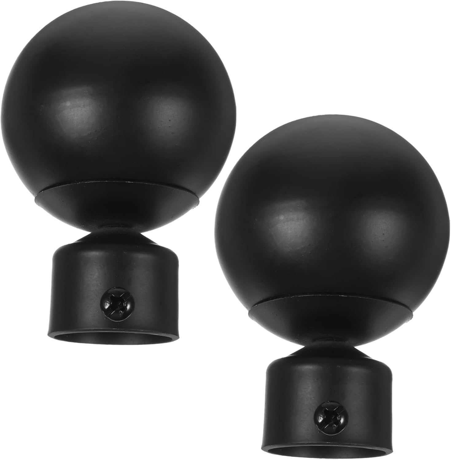 2pcs Black Curtain Rod Ends Unique Round Design Iron Finials for Decor Fits Standard Drapery Poles