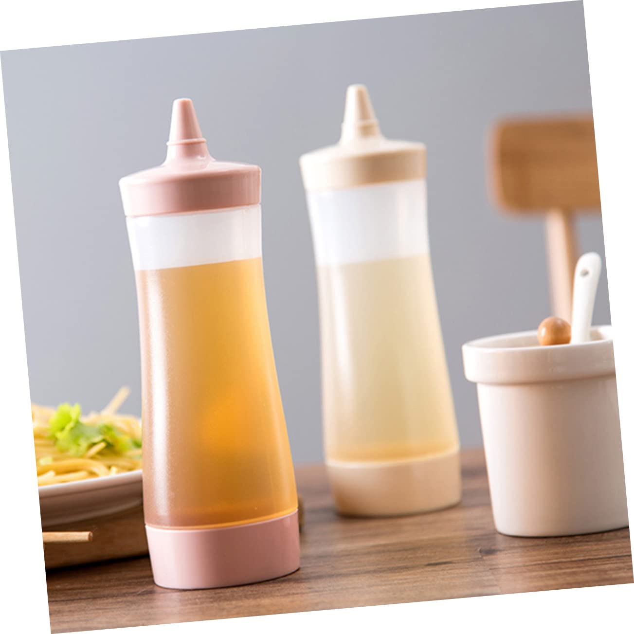 Pack De 4 Botellas Dosificadoras De Plástico - 500 Ml Cada Una, Con Tapón, Para Salsas, Ketchup, Jarabes...