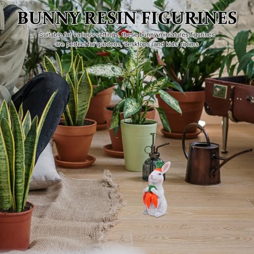Miniatures décoratives de lapins Gadpiparty en résine pour intérieur et extérieur - 6
