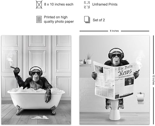 Miniatura 2 de Bathroom Accessories for Men - Cool Home Decor, Cigar Wall Decor, Urban Wall Art, Black and White Bathroom Prints, Bathroom Art Set, funny Bathroom