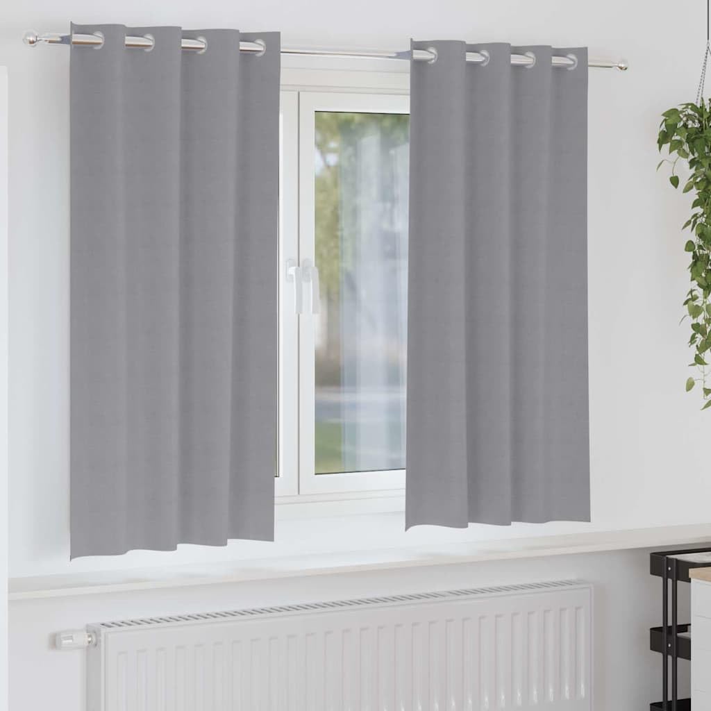 Rideaux occultants gris clair 175x140 cm en polyester avec anneaux (lot de 2)