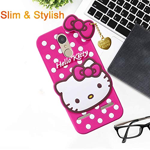 Image of Unirock Hello Kitty Back Case Cover for Lenovo K6 Power| 3D Cute Hello Kitty Case |Soft Silicone Rubber Back Cover with Pendant Kitty Cover for Lenovo K6 Power (Pink)