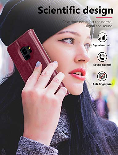 Ocase Samsung Galaxy S9 Case Leather Flip Wallet Case For Samsung Galaxy S9 Devices (Burgundy) #TOP6