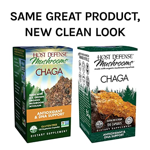 Host Defense, Chaga Capsules, Antioxidant And Dna Support, Mushroom Supplement, Unflavored, 120 #TOP1