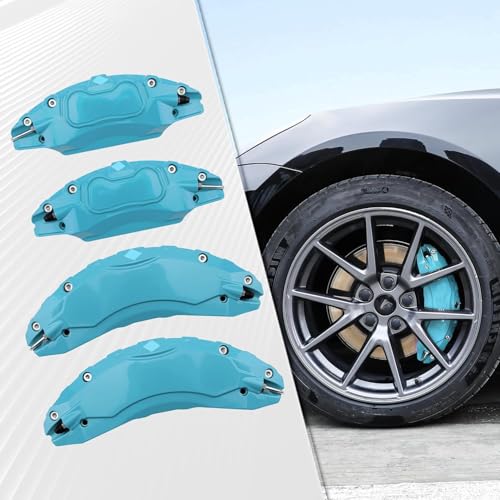 HEYOUTH 4 Piezas de 19 Pulgadas 20 Pulgadas Cubiertas de Pinza de Freno de Disco de Coche,Protector de Pinza de Freno de Disco de Aleación de Aluminio,Compatible para Tesla Modelo Y (azul claro)