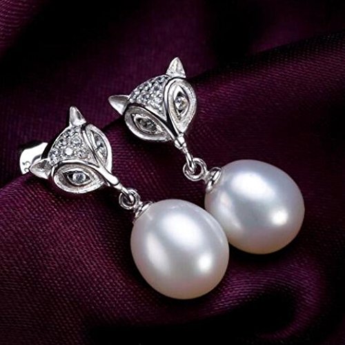 Perles d'eau douce boucles d'oreilles argent 925 renard