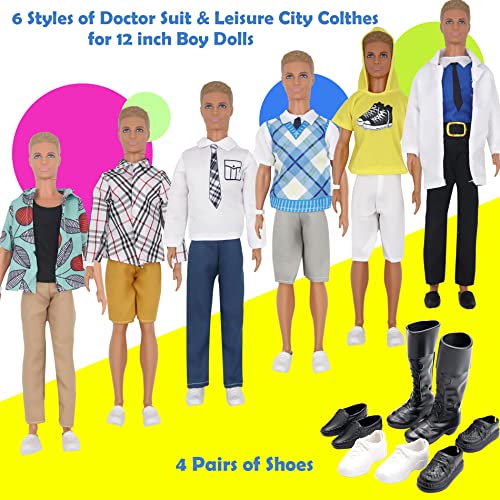 Ztweden 85Pcs Doll Clothes And Accessories For 12 Inch Boy Dolls And Girl Dolls Pet Care Set Includes 25 Wear Clothes Shirt Jeans Suit Shoes Pet Doctor Playset Trolley Backpack For 12'' Boy Girl Doll #TOP2