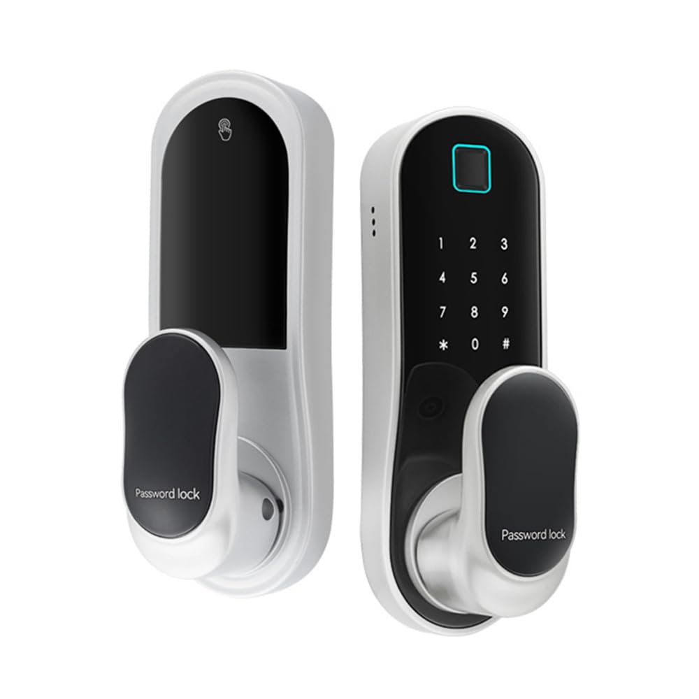 Swokely Smart Fingerprint Door Lock, Keyless Entry Door Lock with Handle, Biometric Anti-theft Door Lock, Fingerprint/Password/Card/Key/Access Lock APP/Combination Unlock for 30-60mm Door Thickness