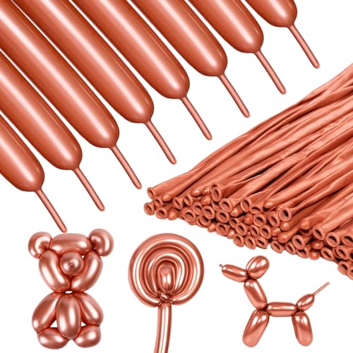 Image of Metallic Rose Gold Long Balloons Premium 260 Twisting Animals Magic Balloons for Birthday Kids Wedding Party Supply 100pcs