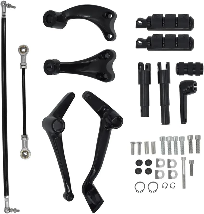 Motorcycle Forward Controls Complete Black Foot Pegs Levers Linkages Set Compatible with Automotive Motorcycle Parts Sportster XL 48 883 1200(Black 2014-2022)