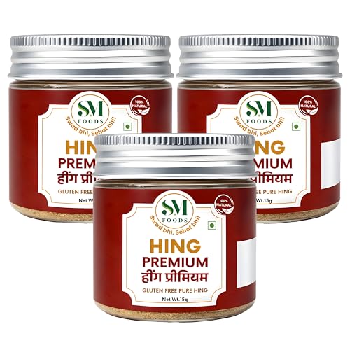 Image of SM FOODS Premium Pure Nukra Hing 15g (Pack of 3) | No Atta No Maida | Imported Premium Pure Heeng | Strong & Kadak Aroma | Gluten Free | Uncompounded | For Cooking & Digestion