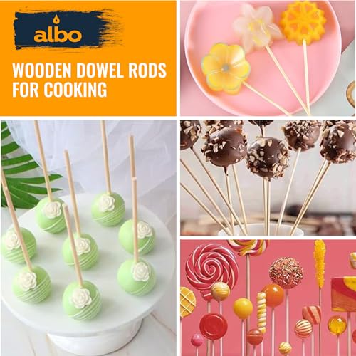 Bamboo Wooden Dowel Rods 100 PCS 1/4\" x 12\" Inch Round Wood Sticks for Crafts, DIY Projects and Macrame Hardwood Assorted Bouquet Sticks Cake Dowels for Tiered Cakes