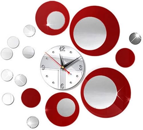 Miniatura 5 de Reloj de pared redondo acrílico 3D para bricolaje, combinación de espejo, reloj moderno para cocina, dormitorio, sala de estar, decoración del