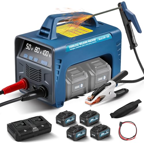 Cordless Welding Machine Upgraded Battery Powered Welder Machine MMA 160A 110V with 4 Batteries...
