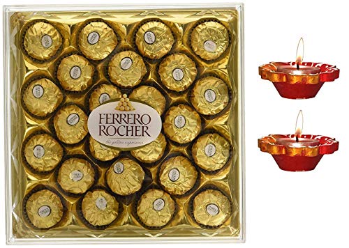 Ferrero Rocher (Pack of 24 Pieces), 300grams with 2 Pcs Diwali Sp...